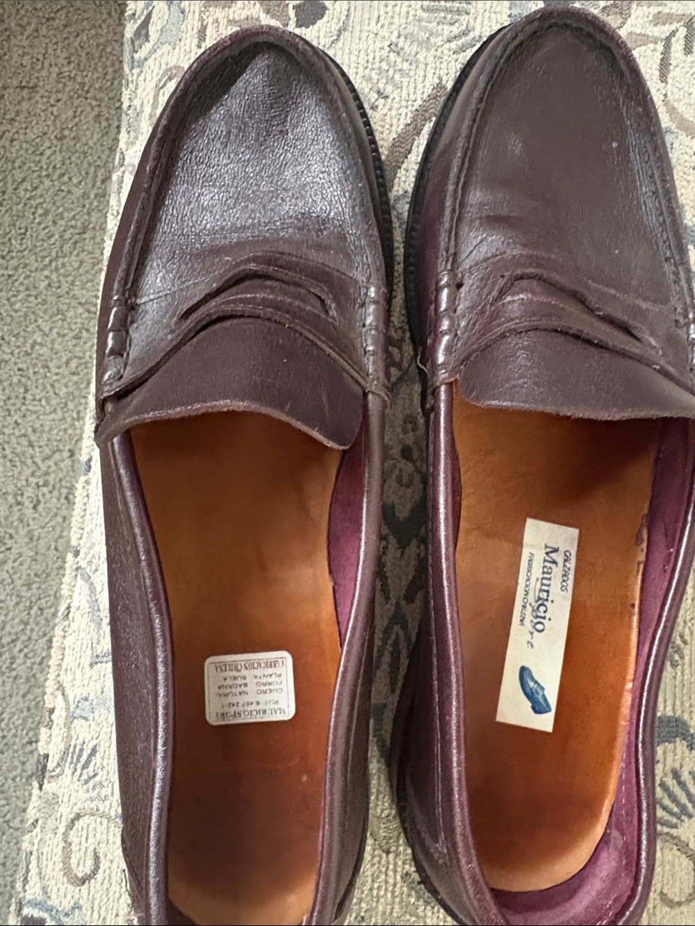 Men's Leather Penny Loafers in Dark Burgundy